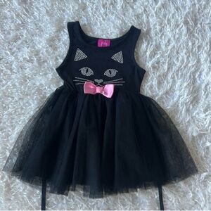 Kids/Girls/Toddler kitty Cat Tulle Dress Sz 2T Black Pink Silver